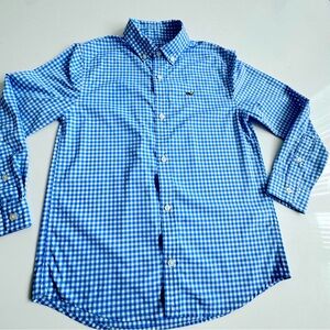 Boys Vineyard Vines Gingham Shirt Newport Blue Size 7 Coastal